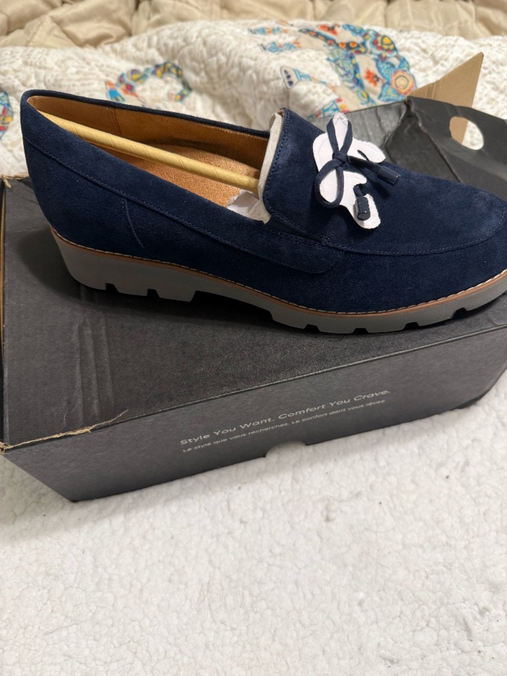 Blue Suede Vionic Loafers, Size 9.5, NWT